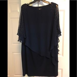 Navy blue cold-shoulder X by Xscape dress